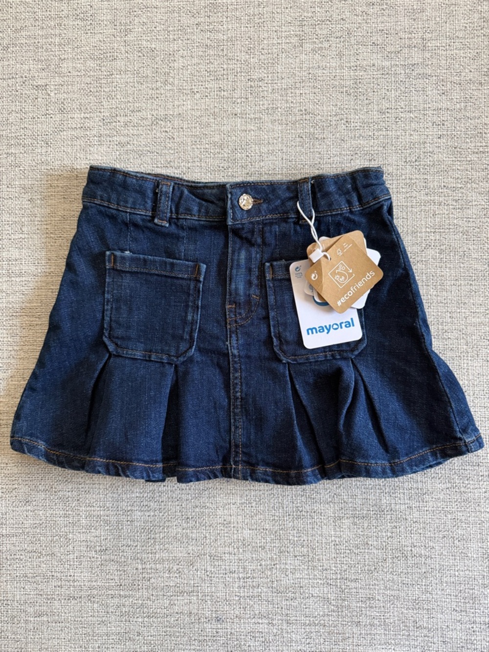 Mayoral Dark Blue Denim Pleated Kids Skirt